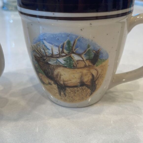 Cabela’s folkcraft  By Scotty Z, stoneware 4 coffee cups 2 elk. 2 whitetail. Fun - Picture 5 of 10
